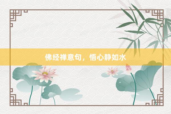 佛经禅意句，悟心静如水